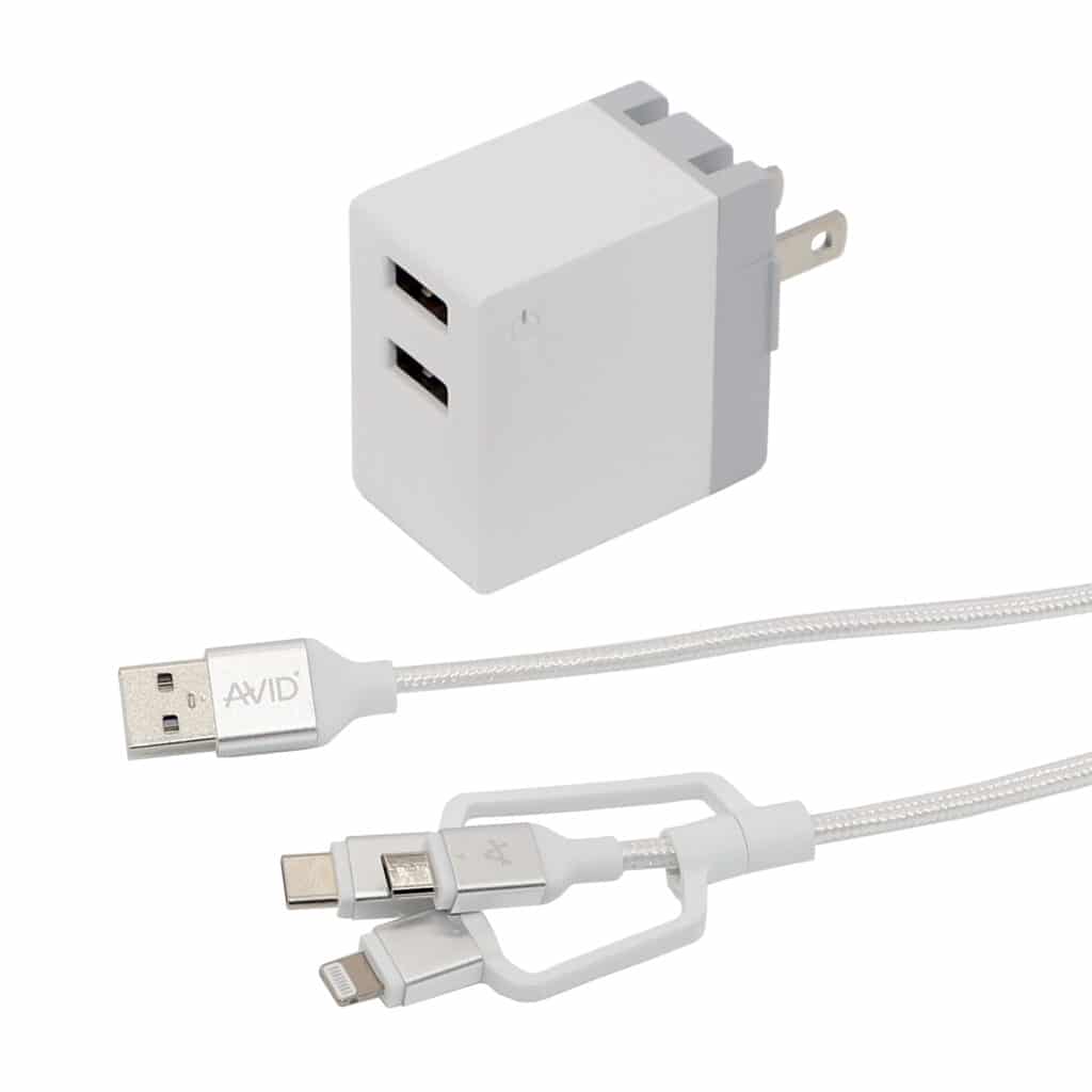 three in one USB charger set